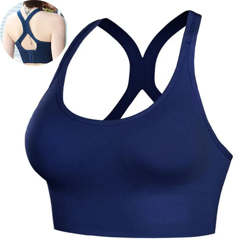 Women's Push-Up Seamless Sports Bra - Beauty Back Fitness Crop Tank Top with Buckle