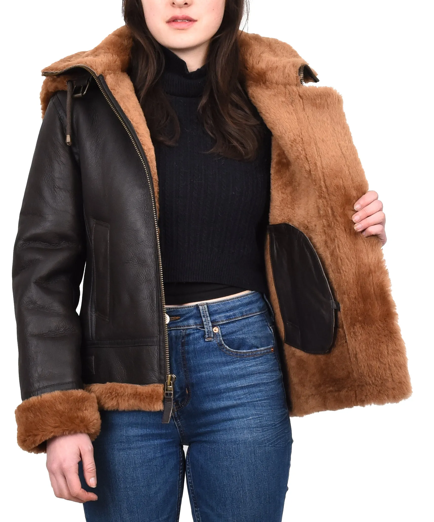 Women's Real Sheepskin Winter Warm Jacket Ginger Odda
