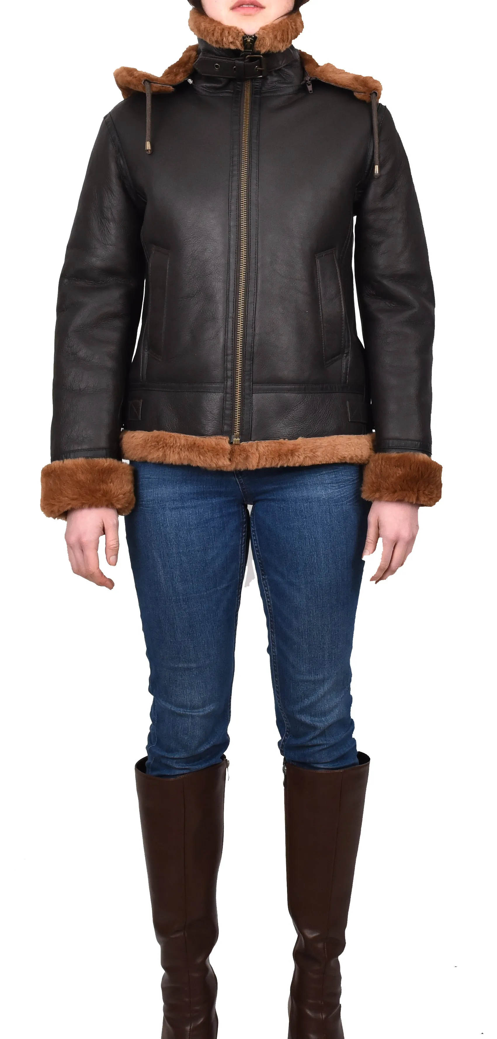 Women's Real Sheepskin Winter Warm Jacket Ginger Odda