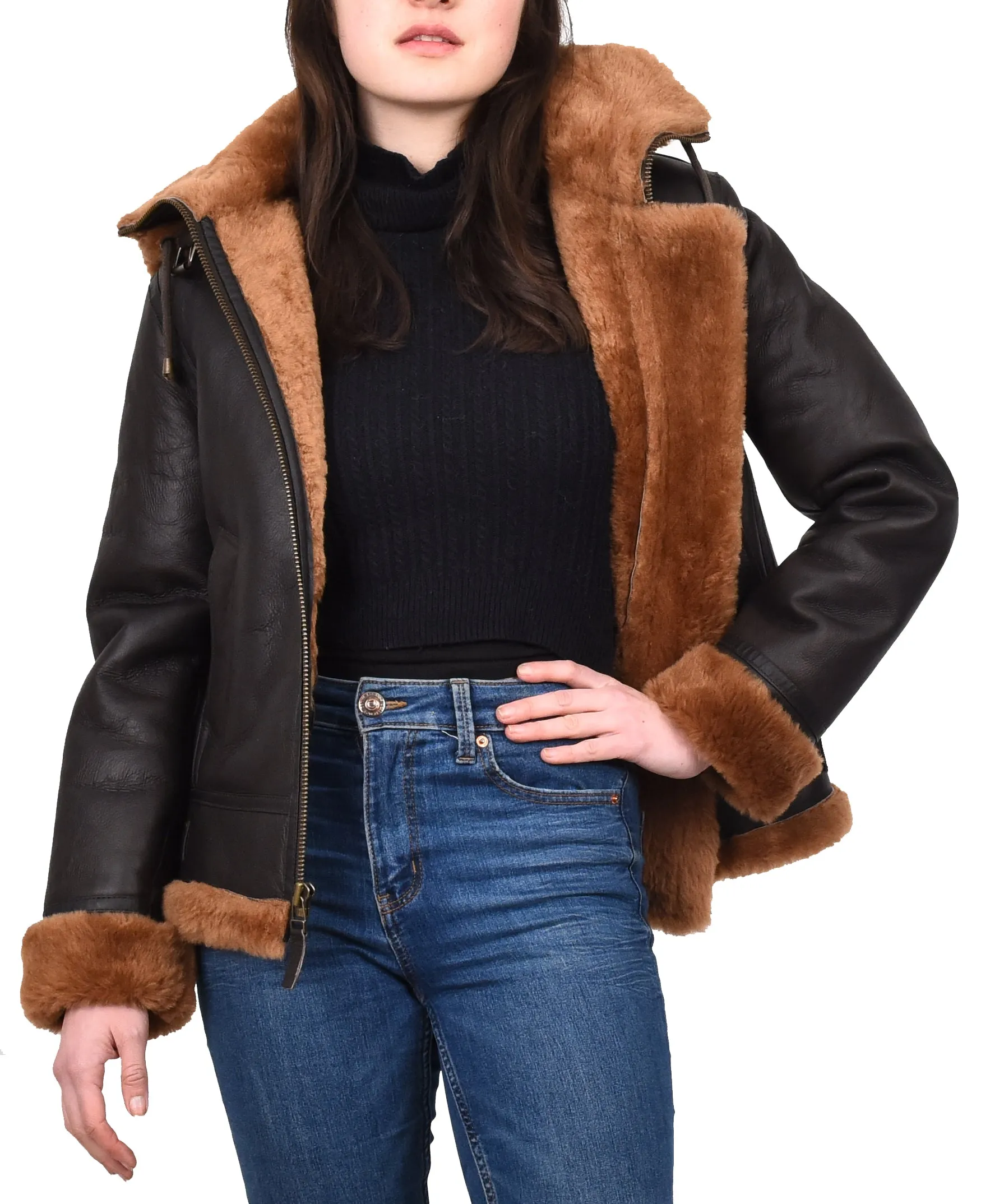 Women's Real Sheepskin Winter Warm Jacket Ginger Odda