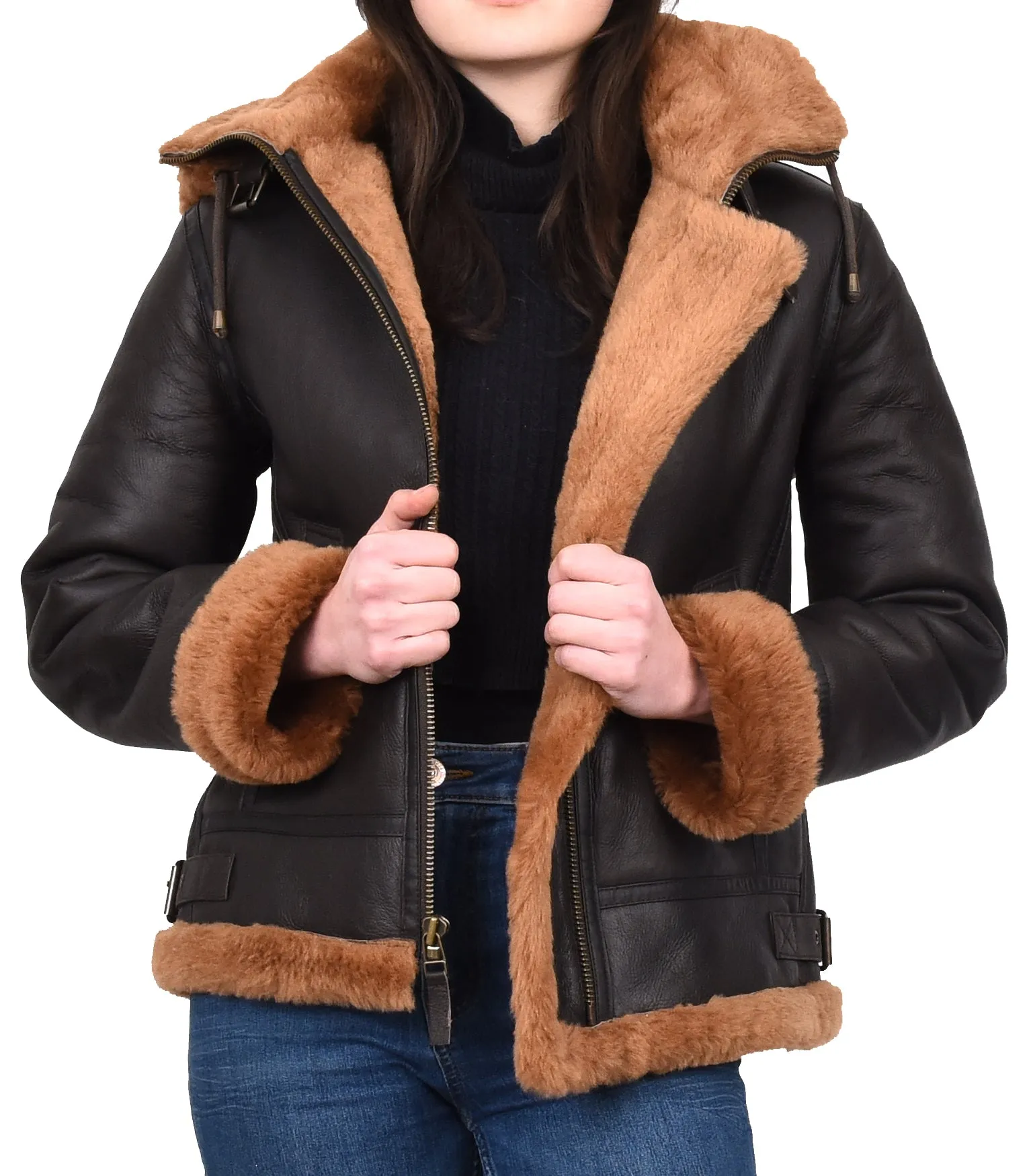Women's Real Sheepskin Winter Warm Jacket Ginger Odda