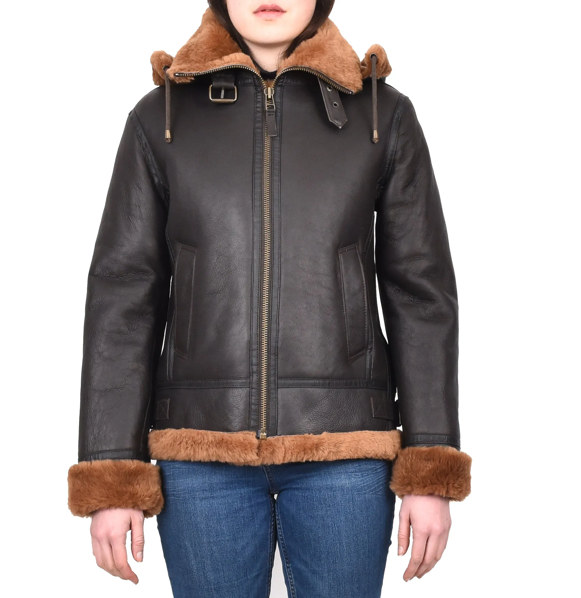 Women's Real Sheepskin Winter Warm Jacket Ginger Odda