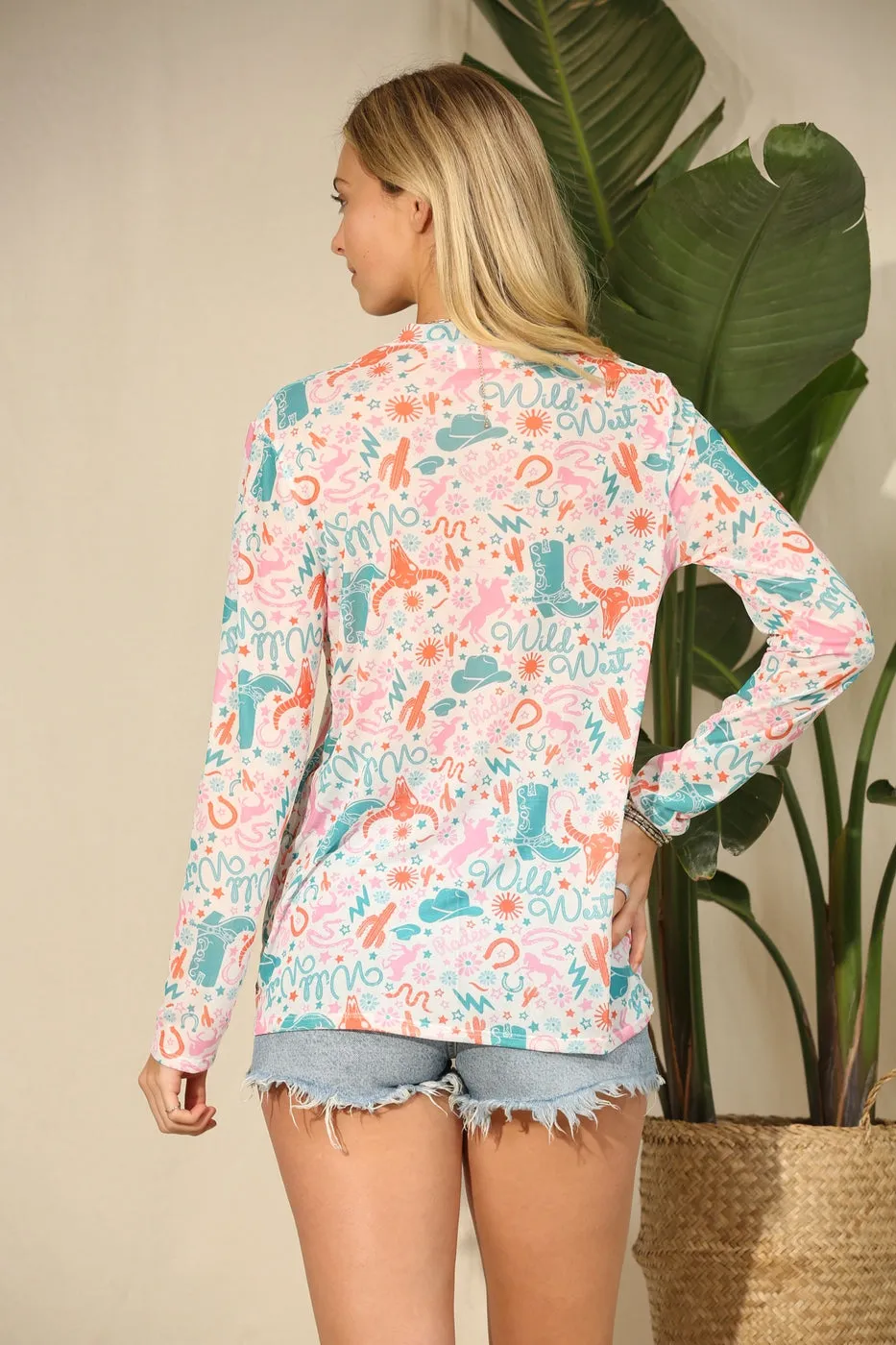 Women'sBoots and Hats Print Mesh Top