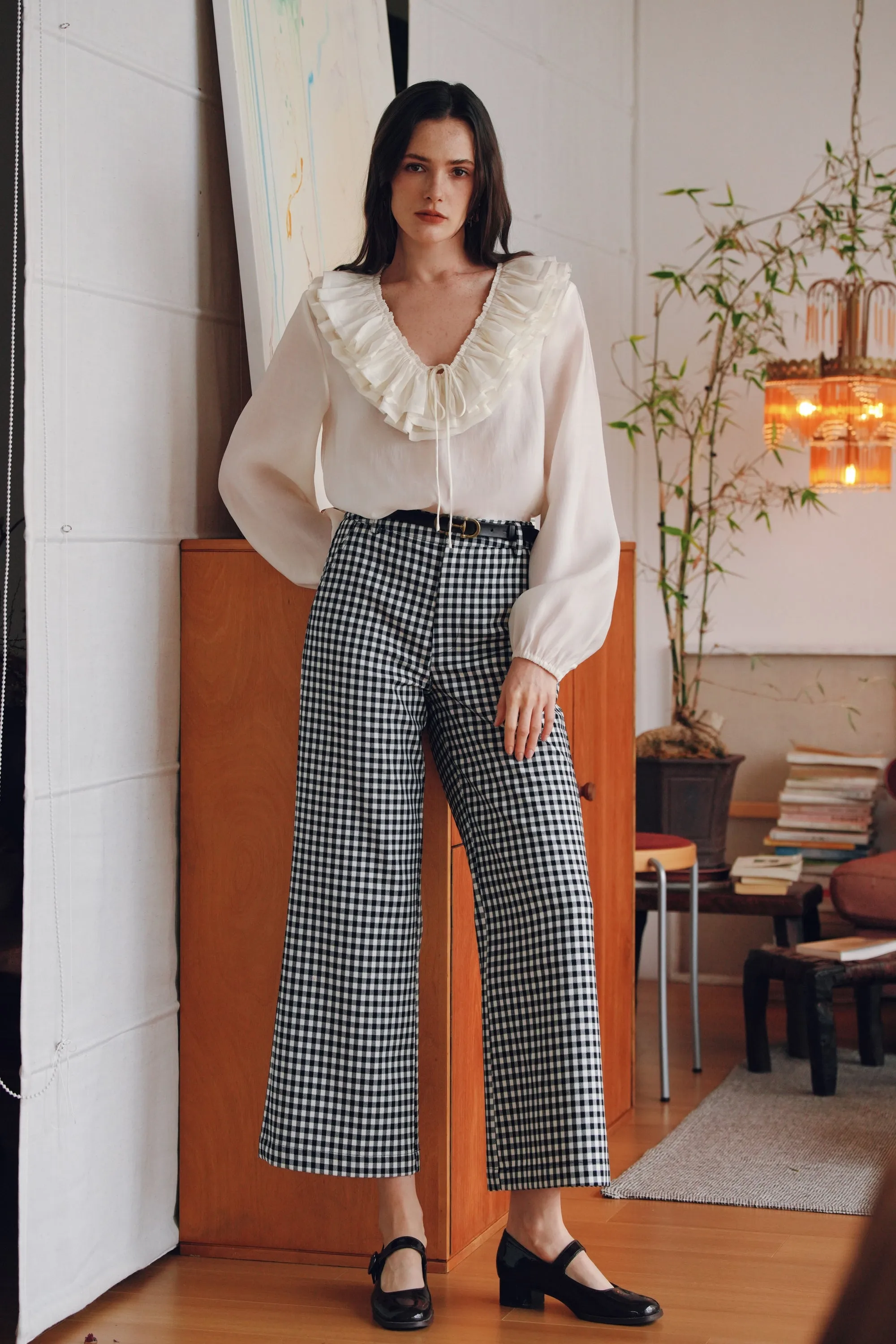 Wool Blend Wide-Leg Trousers