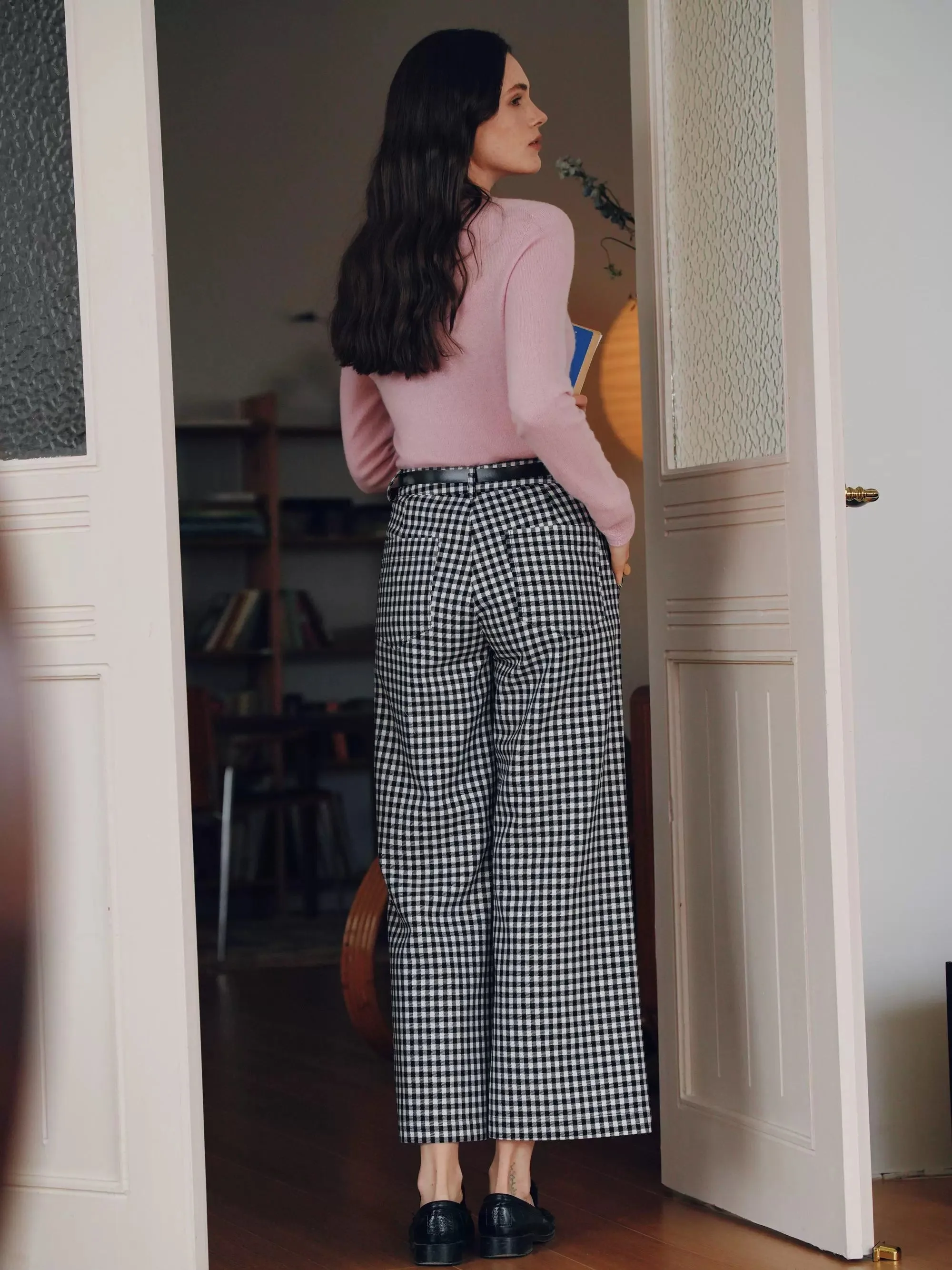 Wool Blend Wide-Leg Trousers