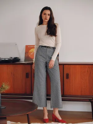 Wool Blend Wide-Leg Trousers