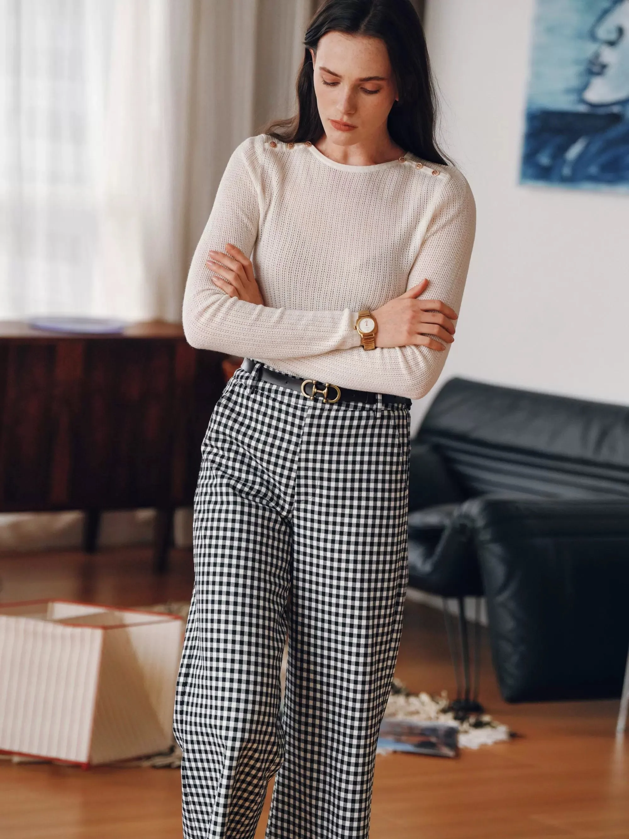 Wool Blend Wide-Leg Trousers