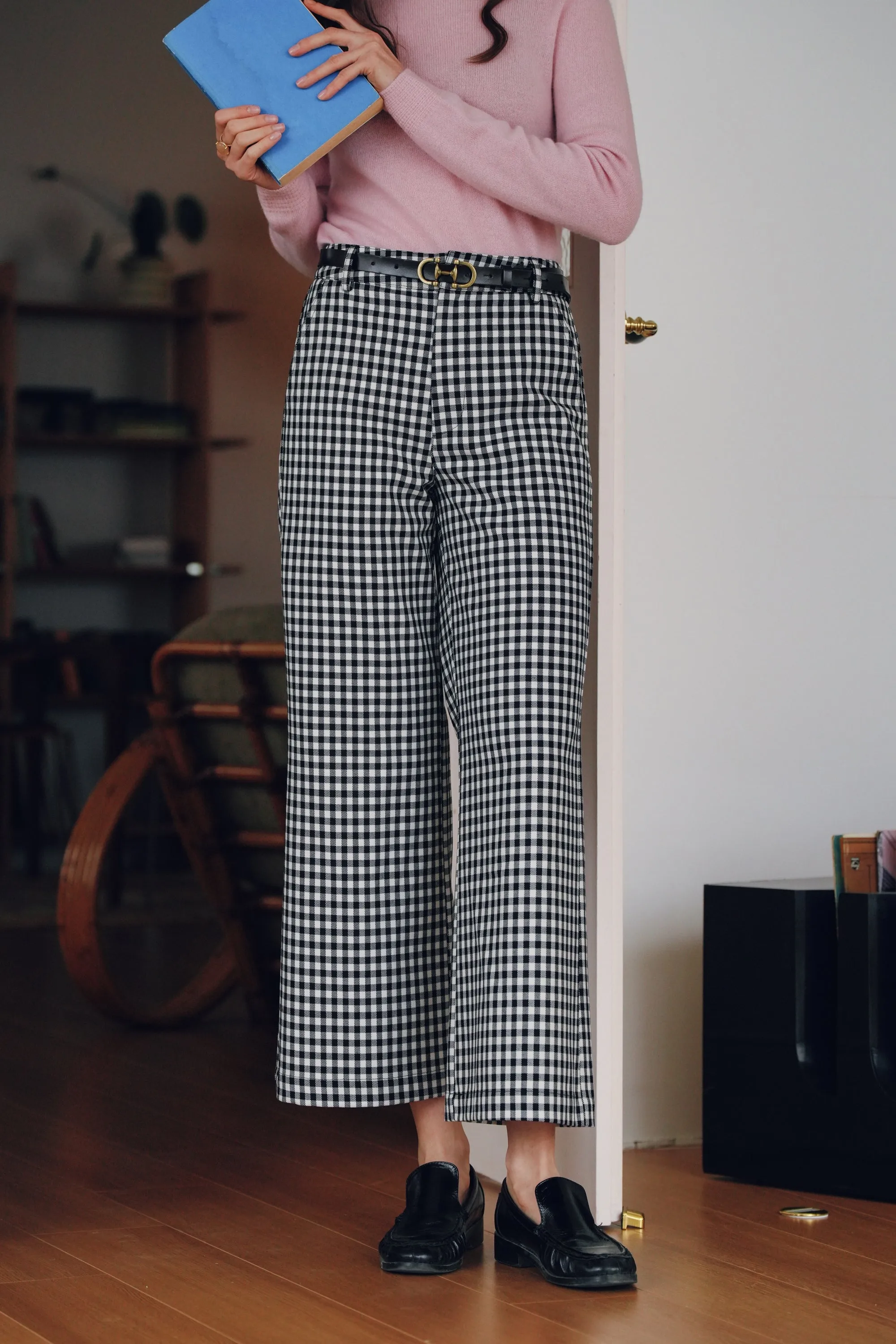 Wool Blend Wide-Leg Trousers