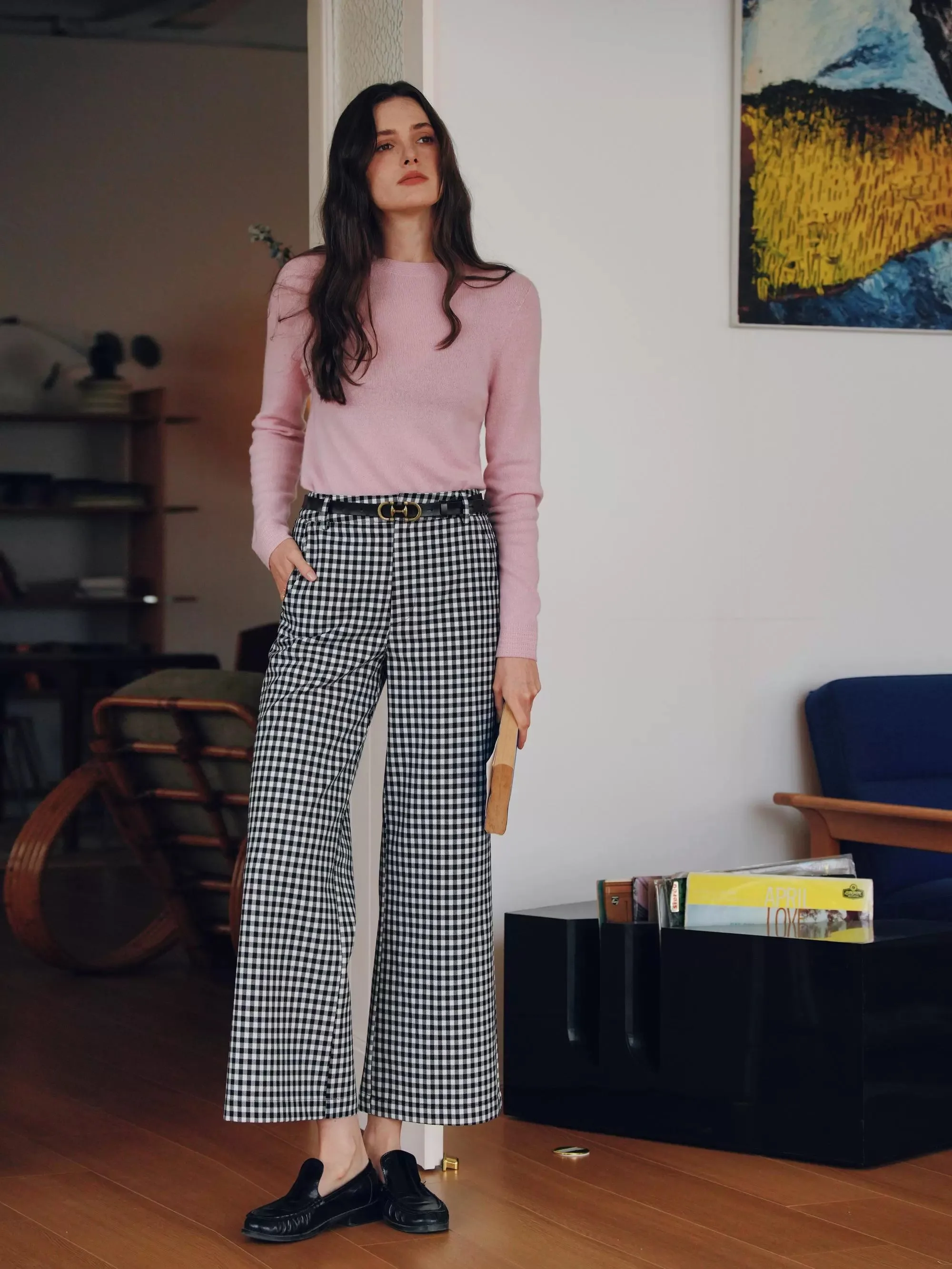 Wool Blend Wide-Leg Trousers