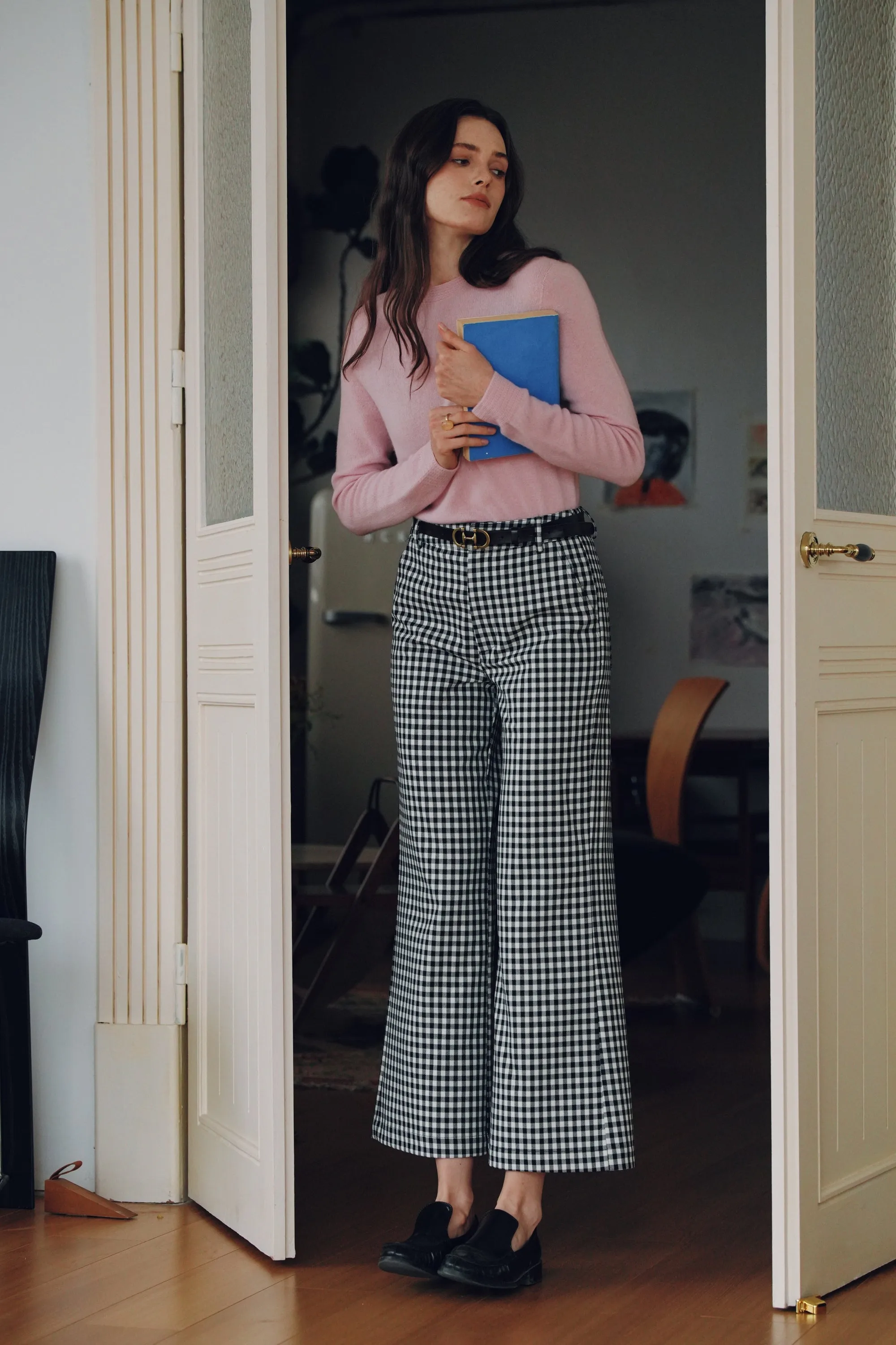 Wool Blend Wide-Leg Trousers