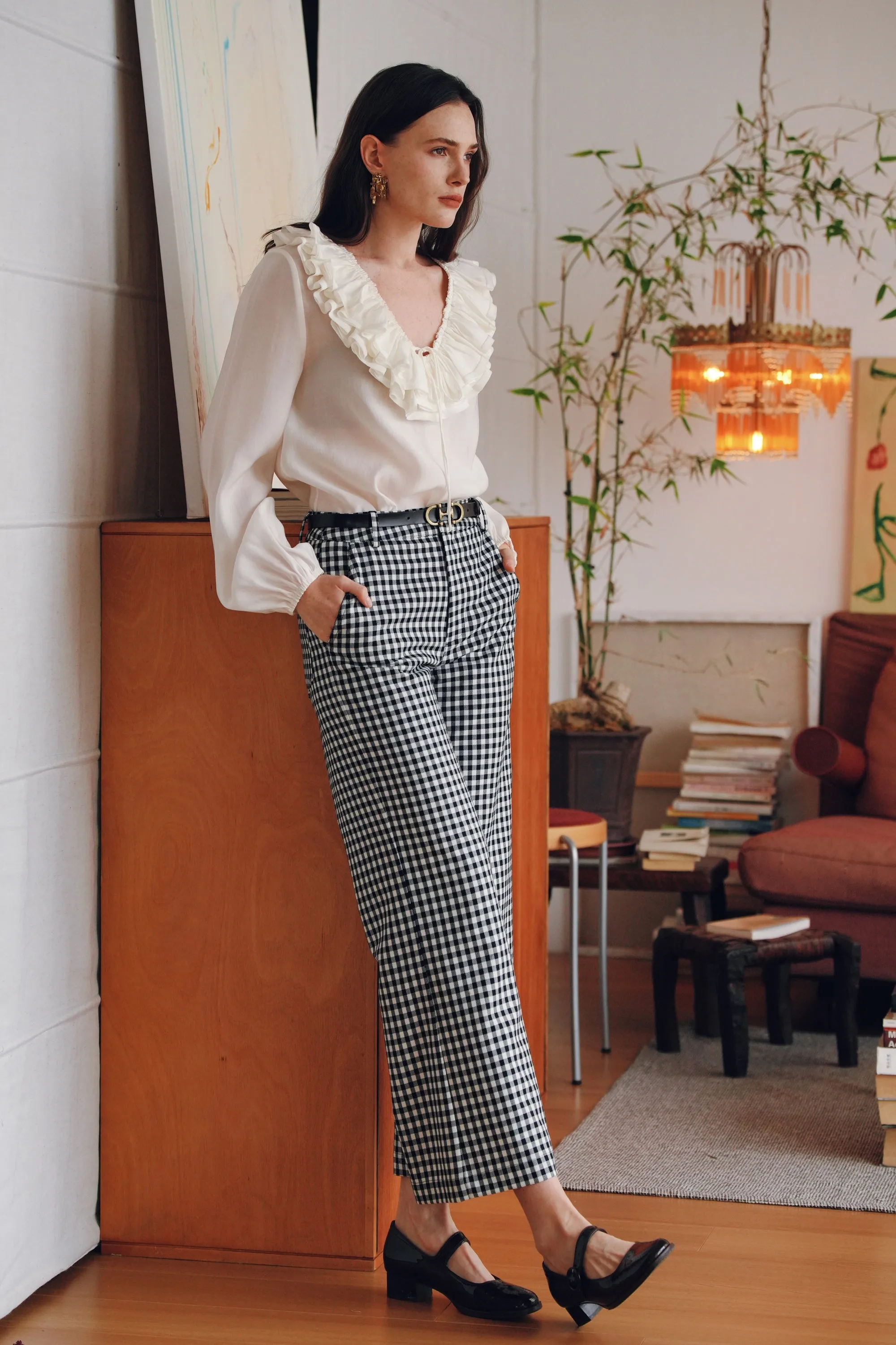 Wool Blend Wide-Leg Trousers