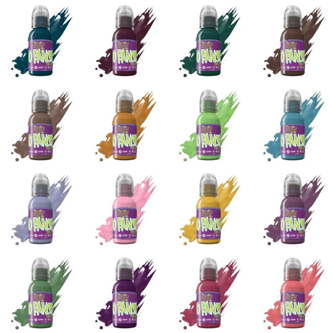 WORLD FAMOUS TATTOO INK 16 BOTTLE A.D. PANCHO PROTEAM COLOR SET