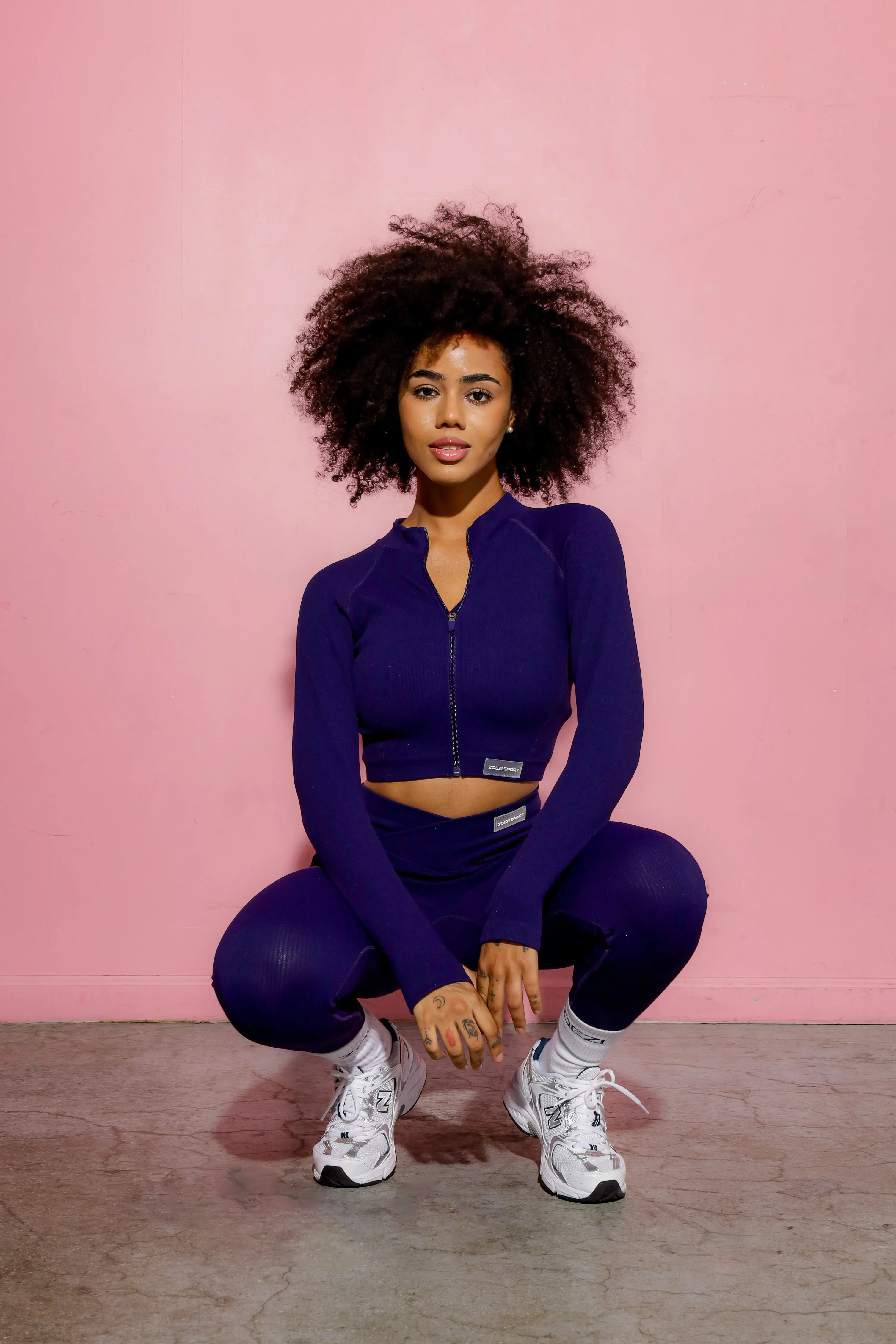 Yahya Ribbed Long Sleeve Zip Front Crop Top