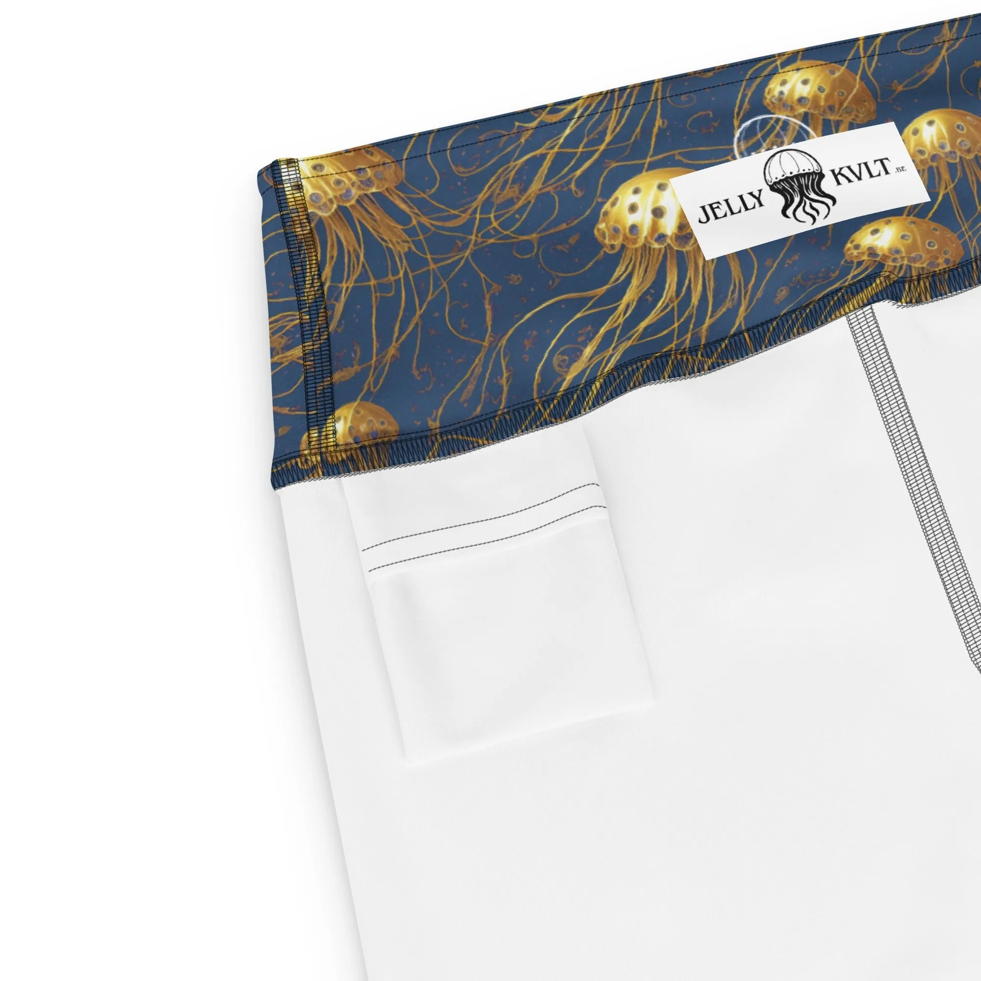 Yoga Leggings Blue and Gold Jellyfishes