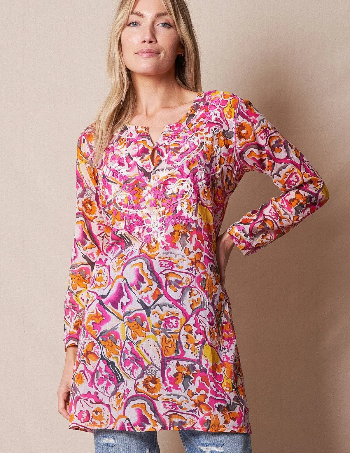 Zarah Cotton Tunic - Pink