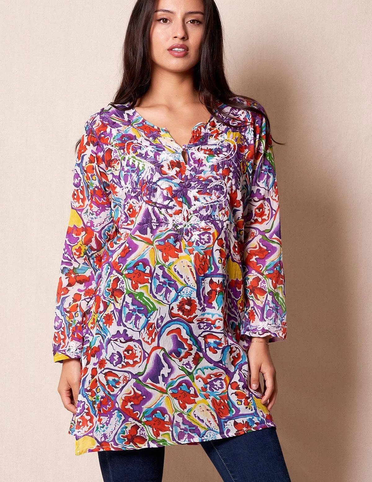 Zarah Cotton Tunic - Purple