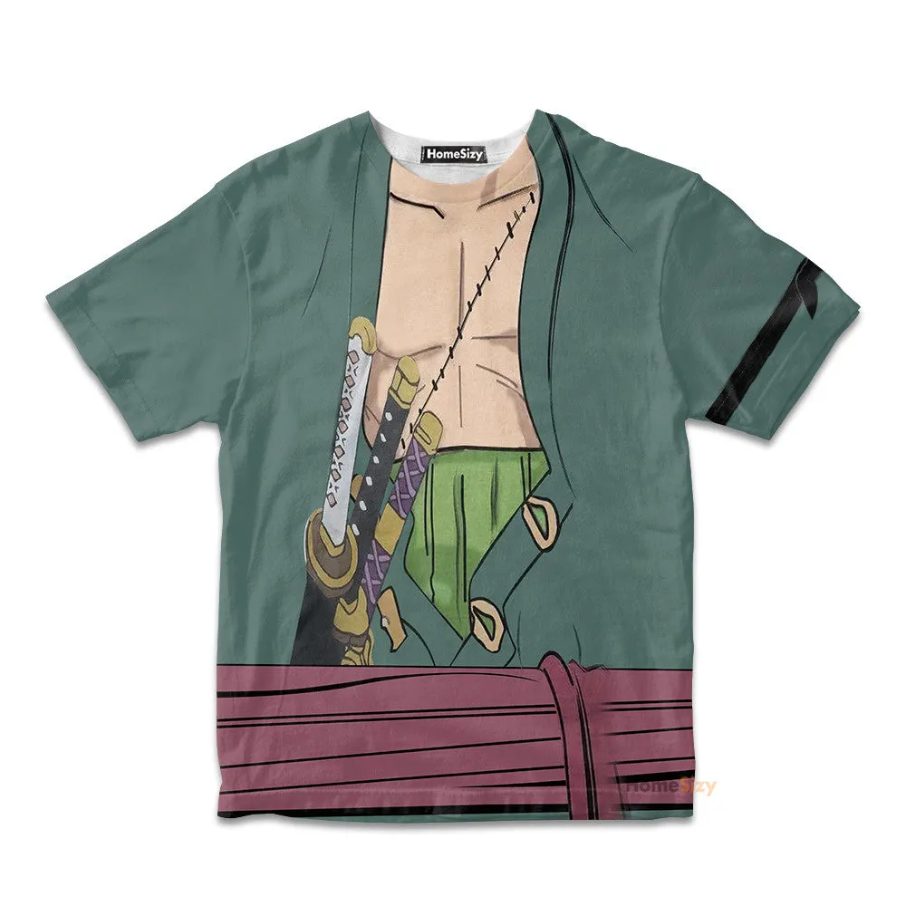 Zoro One Piece Custom Cosplay Costume Kid Tshirt QT209321Hf