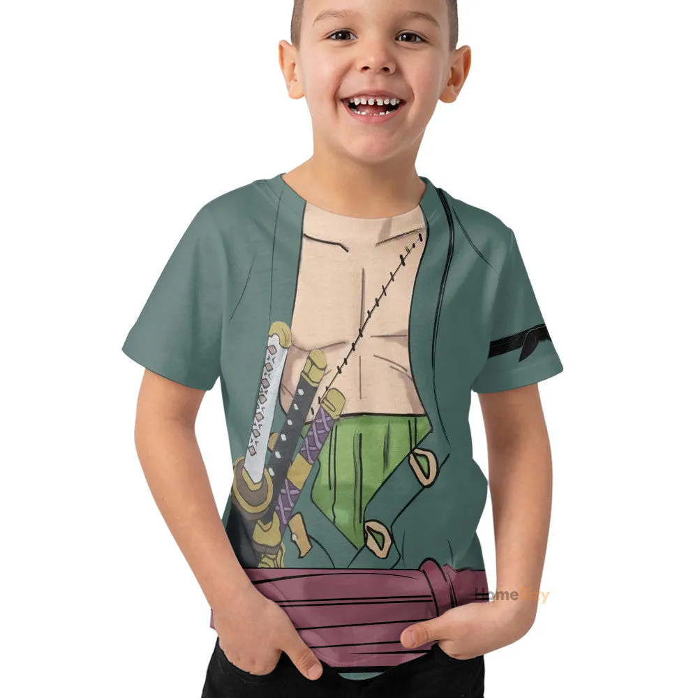 Zoro One Piece Custom Cosplay Costume Kid Tshirt QT209321Hf